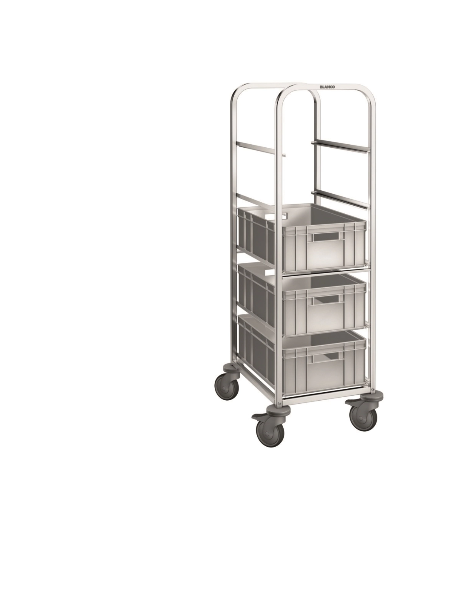 Regalwagen für Eurobehälter oder Backbleche Kunststoffrollen
