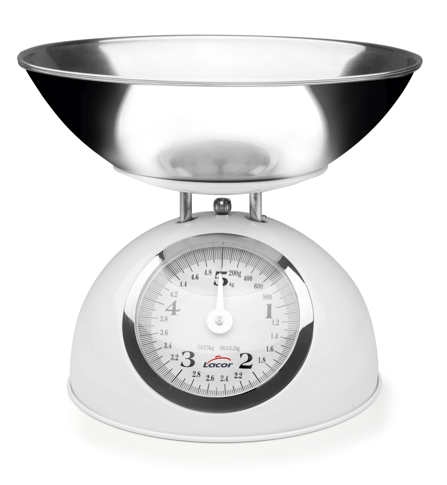 Balance méc.retro white 5kg a/plat.inox