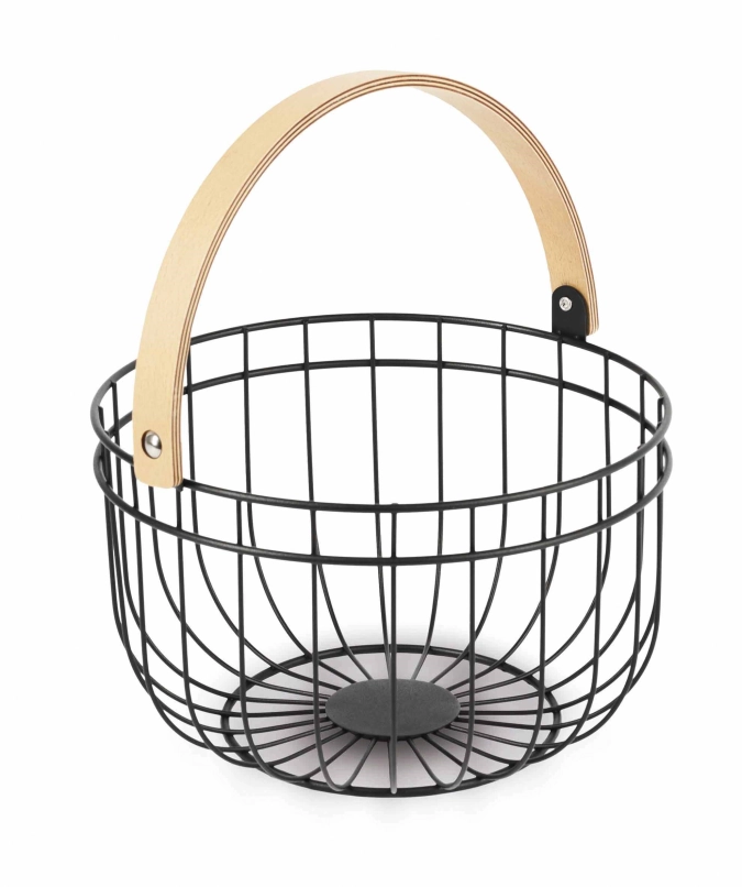 Obstkorb Gitter rund mit Henkel aus Holz D25 H18cm