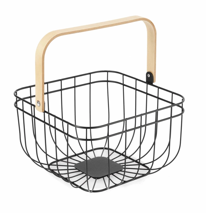 Obstkorb Gitter quadratisch m.Henkel aus Holz 26x26cm H18cm