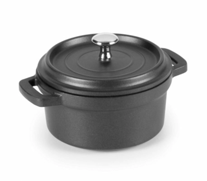 Bratentopf Mini schwarz mit Deckel D10cm H5cm 0.24lt