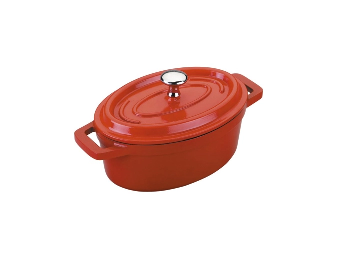 Bratentopf Mini rot oval mit Deckel 12x8.5cm H5cm 0.25lt