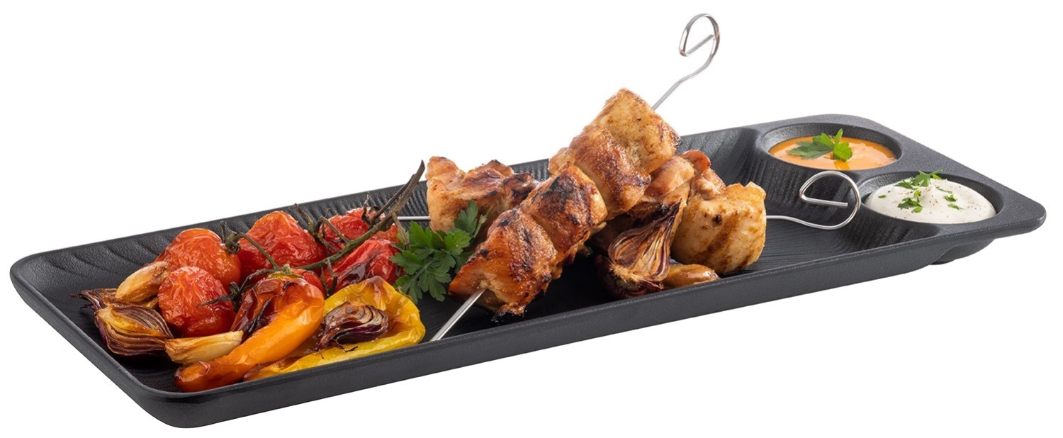 Plateau NERO 41x15cm incl. 2 cavités 30ml D : 6cm