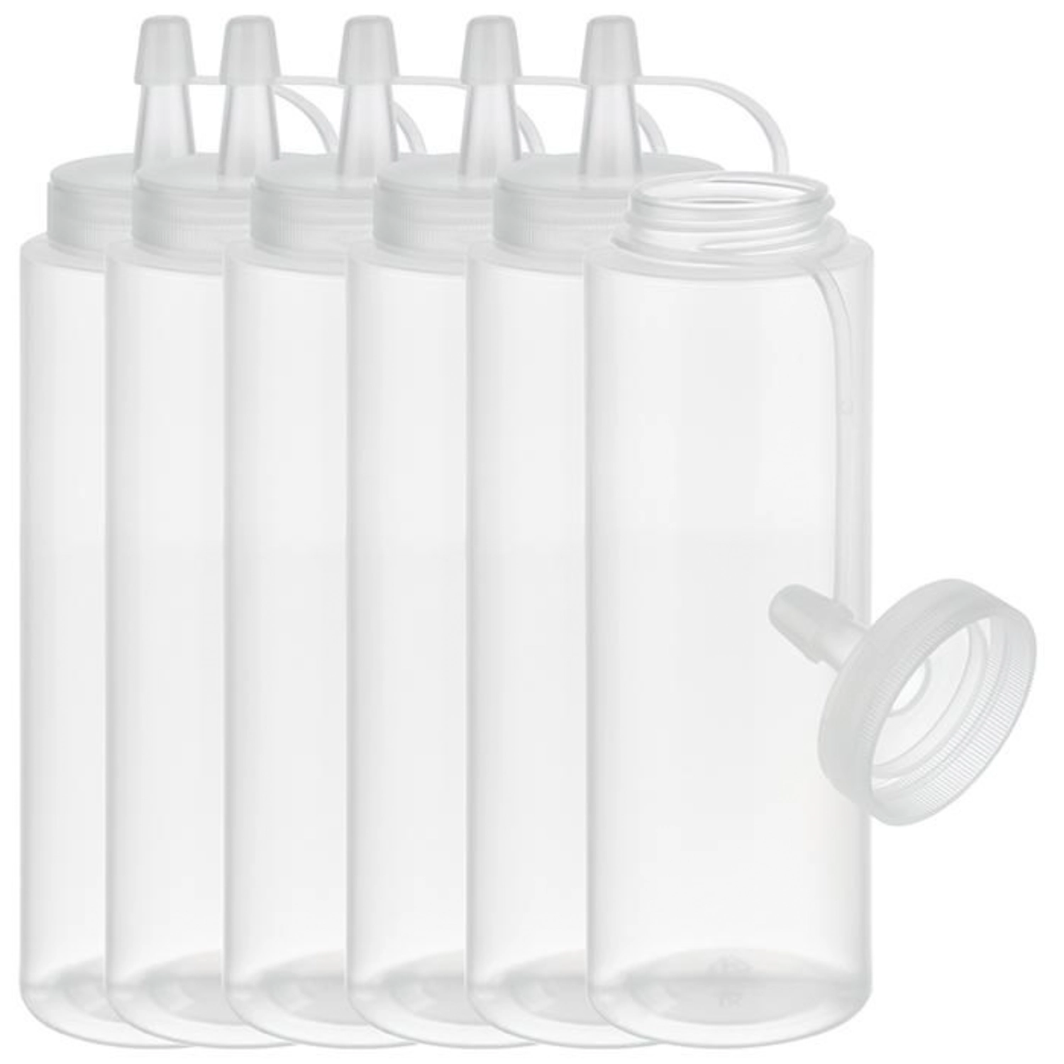 Lot de 6 flacons à écraser, H20cm, 490ml, transparent