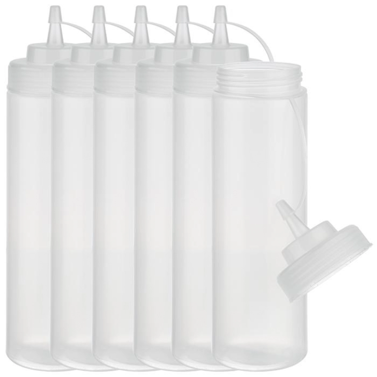 Set de 6 bouteilles à écraser, H26.5cm, 760ml, transparent