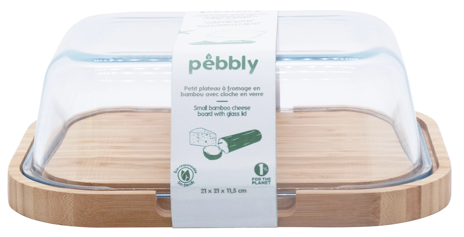 Boîte à fromage pebbly avec couvercle en verre