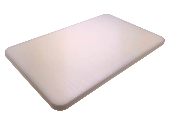 Planche à découper 60x40cm H3cm blanc sans rainure à jus