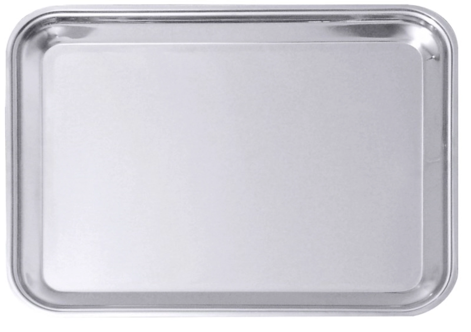 Tablett rechteckig 37x28cm, Edelstahl mit gebördeltem Rand