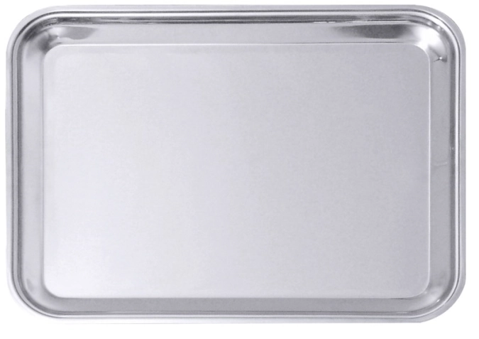 Plateau rectangulaire 60x47cm, acier inoxydable avec bord ou