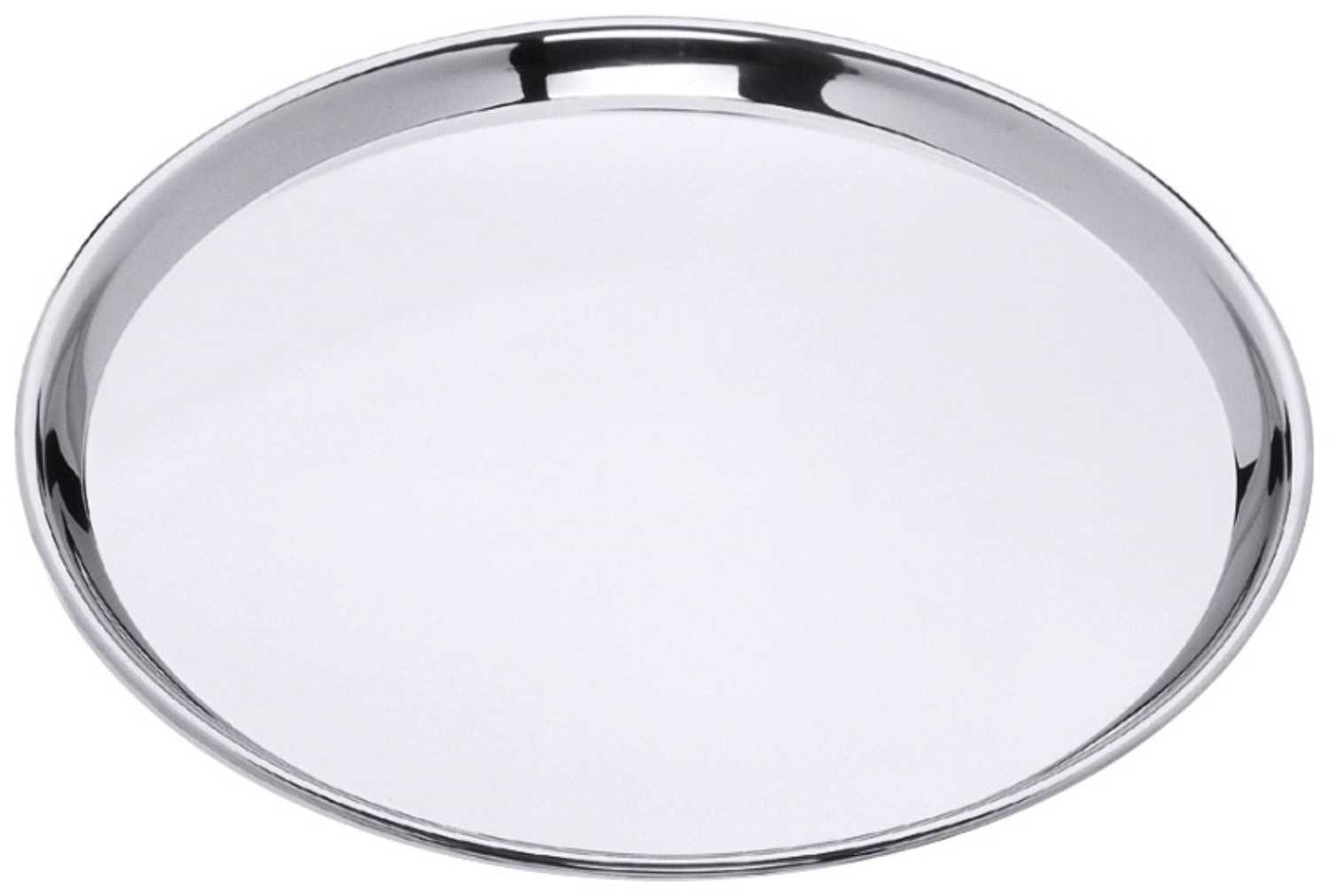 Plateau rond 41cm, acier inoxydable a. bord ourlé