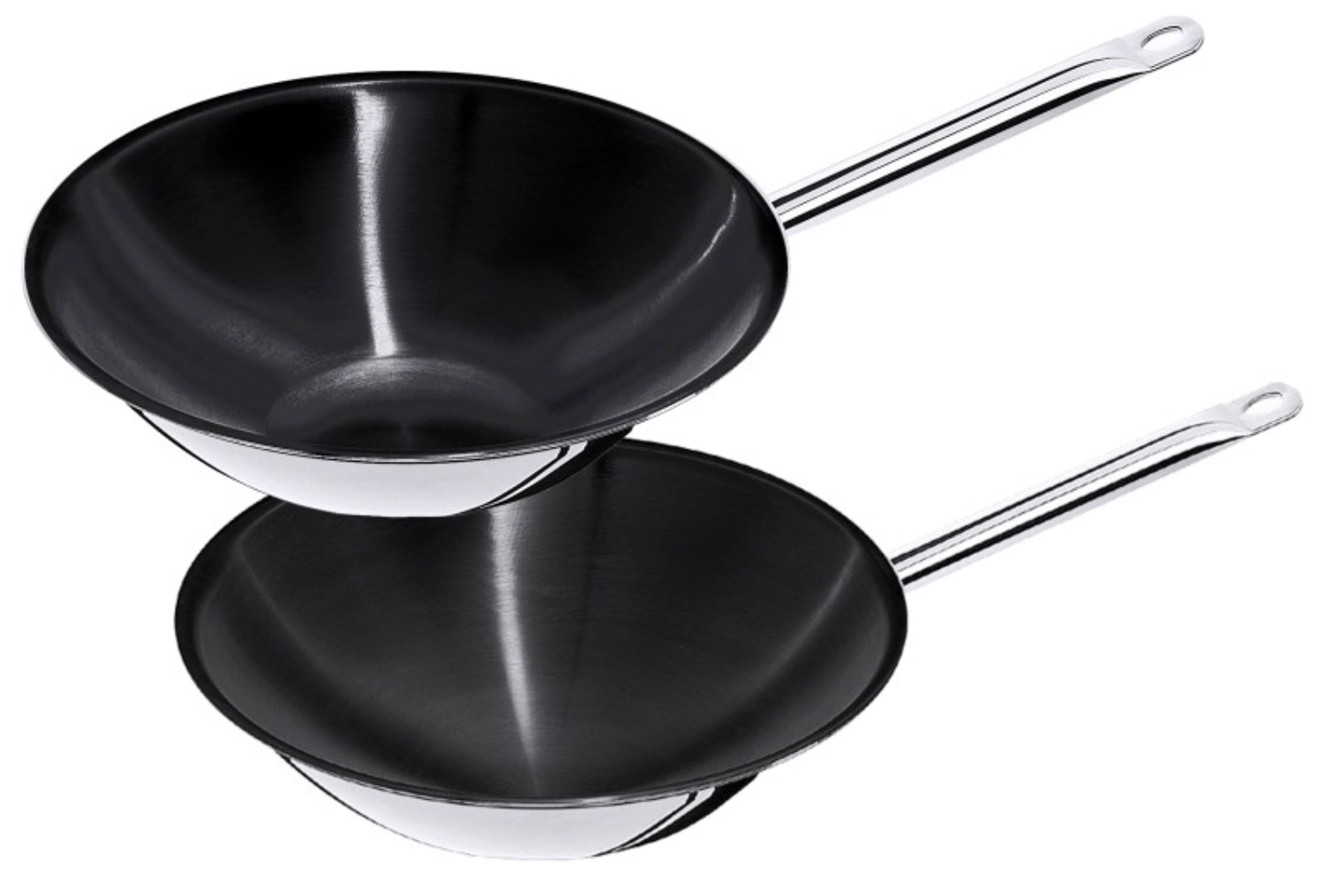Wok acier inoxydable multicouche, fond rond, anti-adhésif