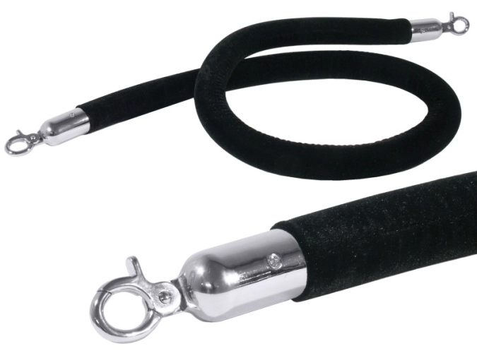 Corde de délimitation noire 150 cm a. ferrures chromées