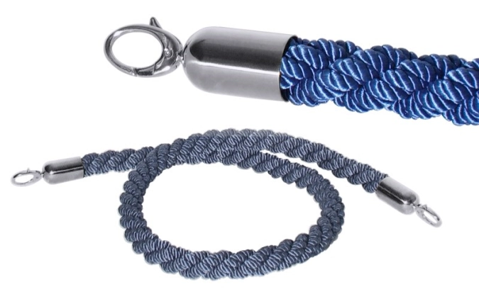 Corde bleue 150 cm, chrome, sans velours