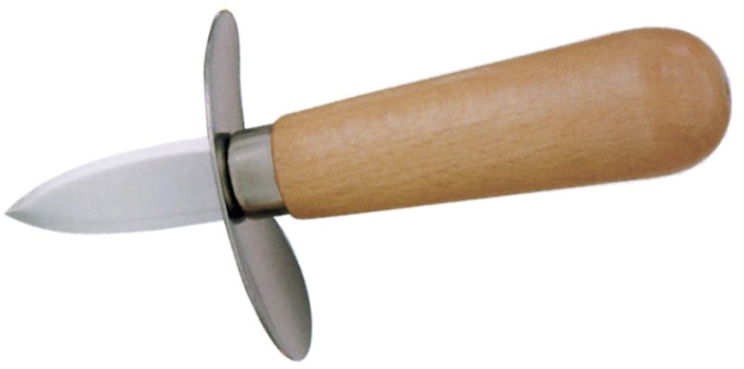 Casseur d'huîtres en acier à couteaux/manche en bois, 14x4.5