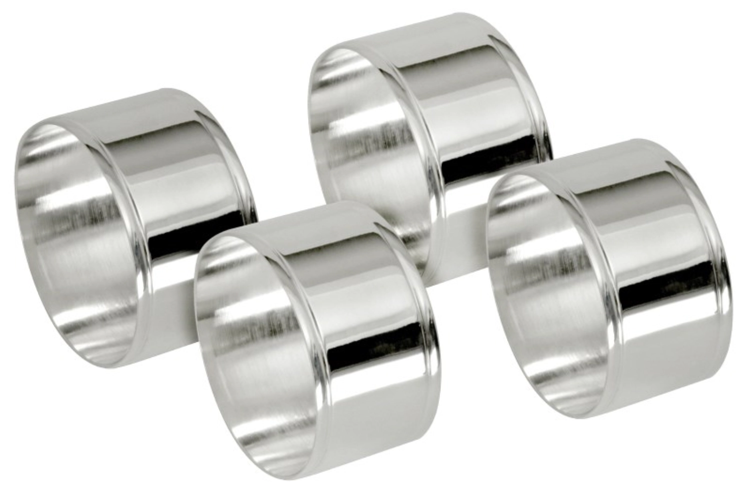 Rond de serviette argenté, forme ronde, set de 4 pièces