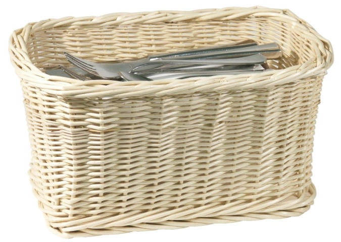 Panier à couverts 25x15x15cm en osier naturel clair