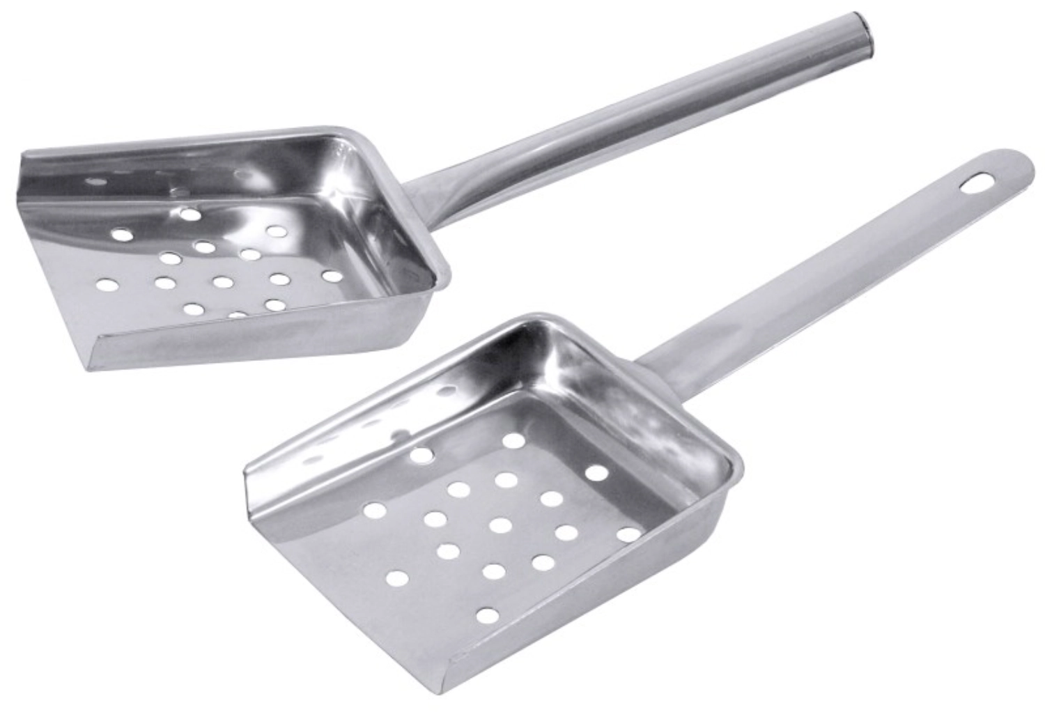 Pelle à frites perforée 10x8cm L : 25.5cm, manche creux