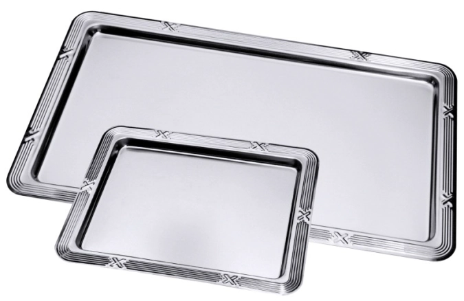 Plateau GN 1/1 a. bord décoratif, acier chromé
