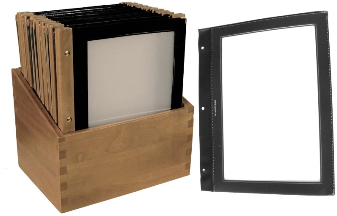 Porte-menus bois noir Boîte de 20 cartes