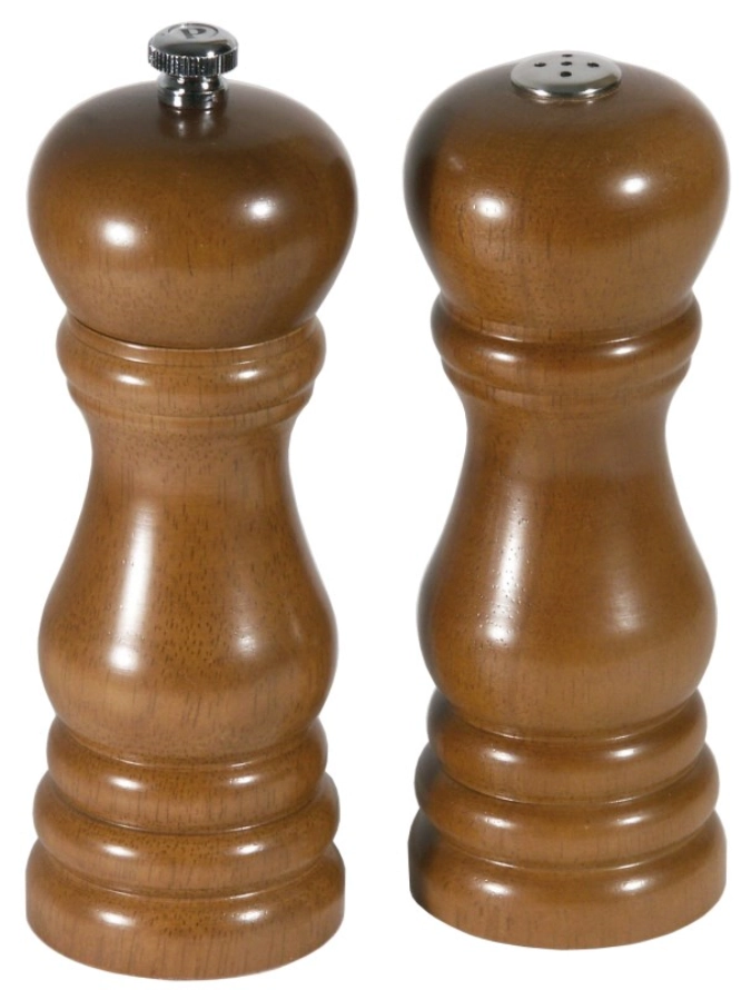 Set salière/moulin à poivre bois brun foncé, 16 cm