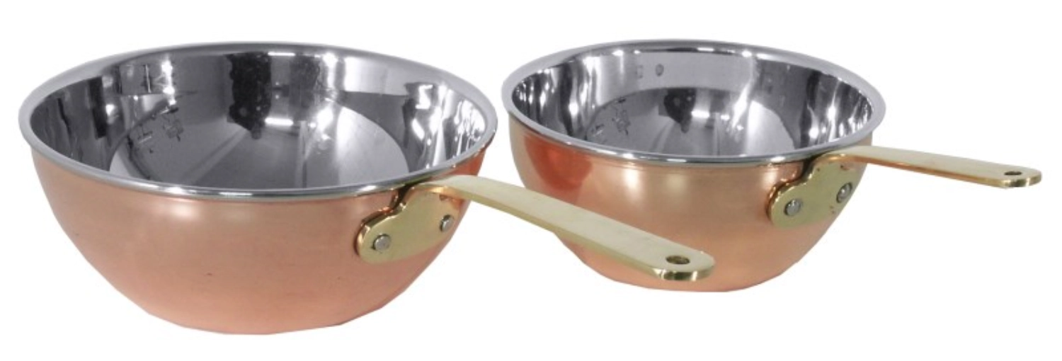 Wok 12 cm en cuivre/acier inoxydable