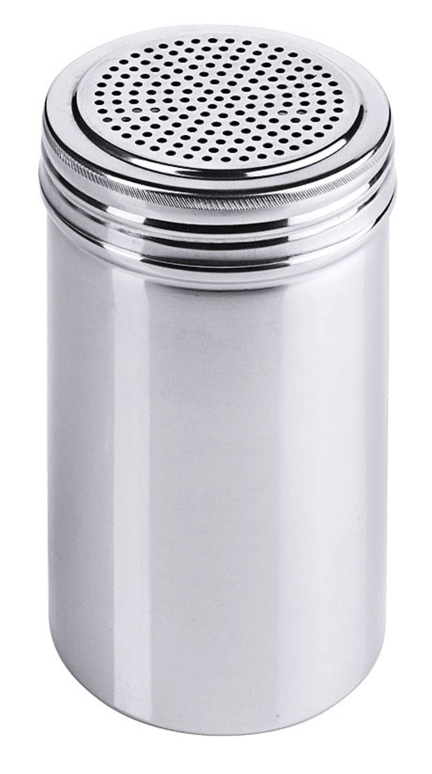 Saupoudreuse avec couvercle à vis, acier inoxydable, brillan
