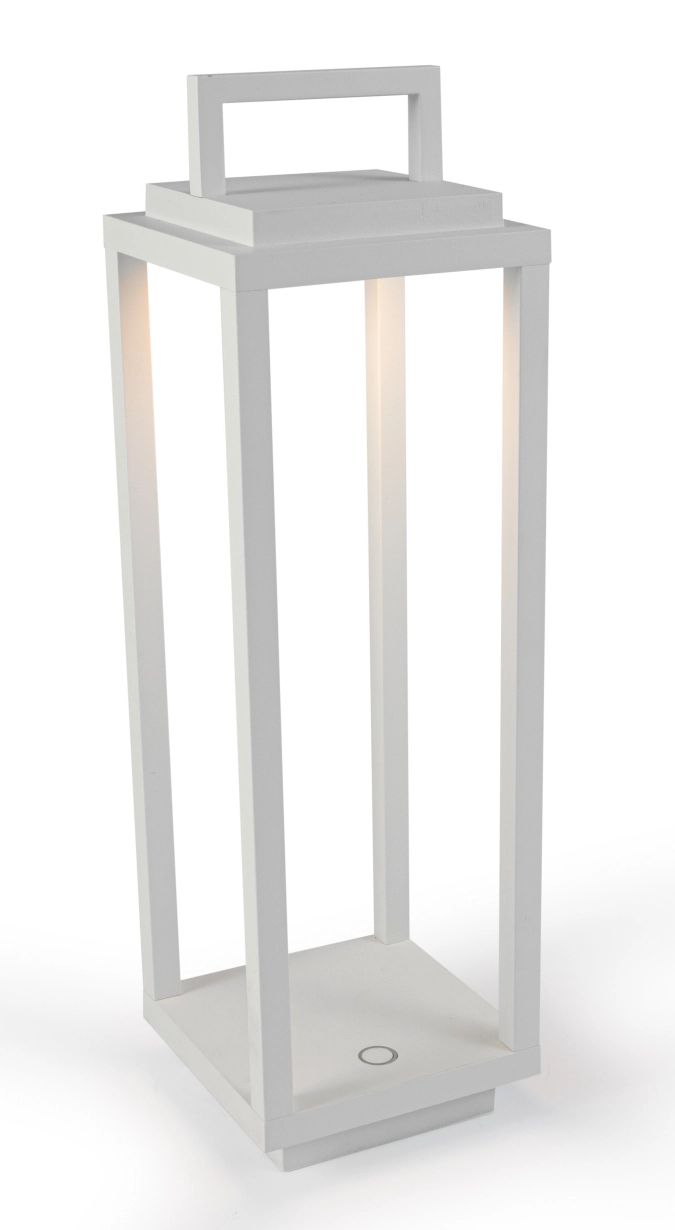 Lampe abert resort rechargeable, blanc 10x10cm h34cm