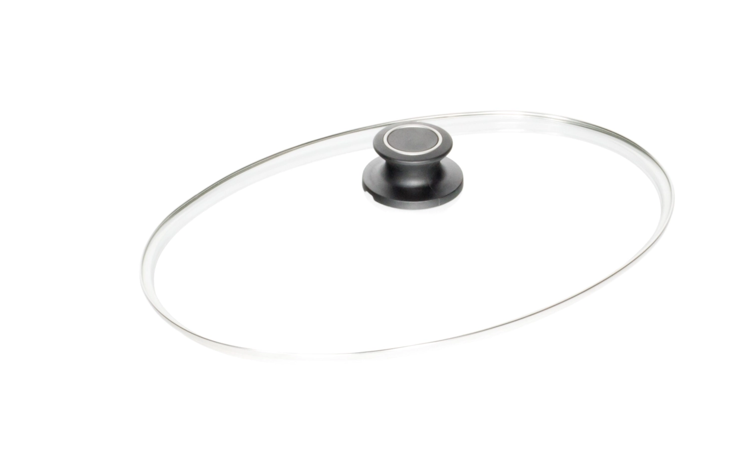 Couvercle en verre ovale 35x24cm a. bord en inox