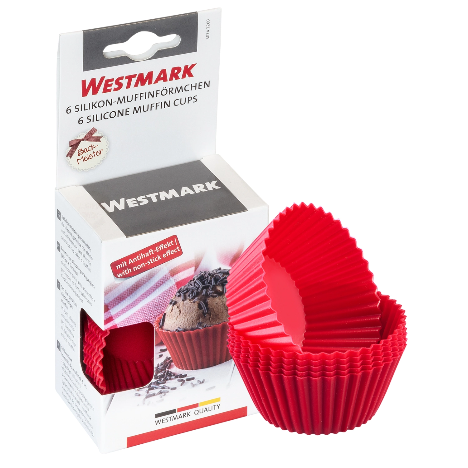 6 pcs. moules à muffins en silicone, d7cm, rouge