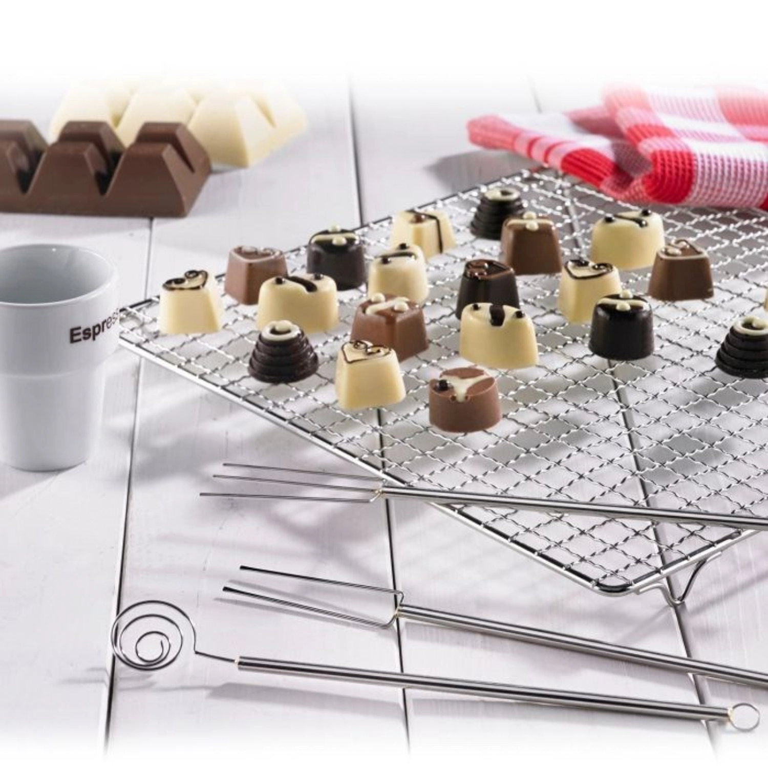 4 pcs. set pralines, 30x30cm, acier inoxydable