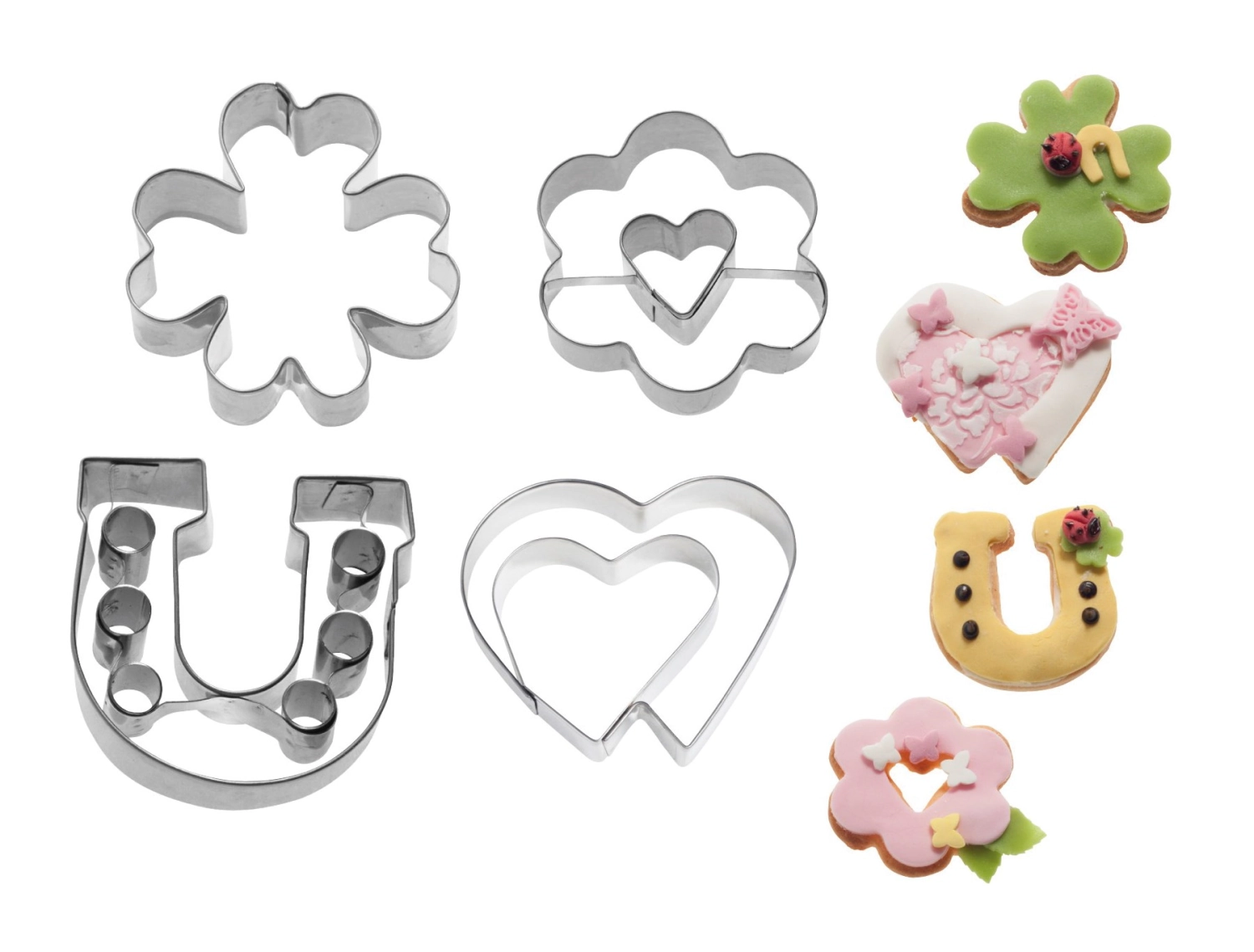 4-tlg. Set Ausstechform Glück und Liebe