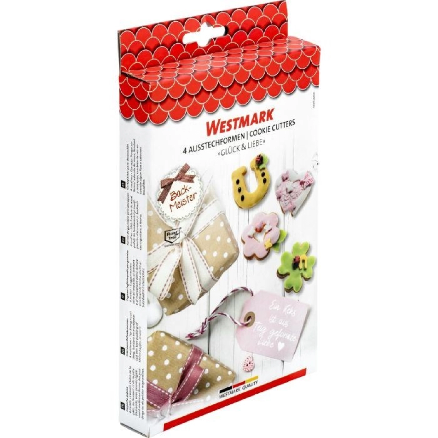 4-tlg. Set Ausstechform Glück und Liebe