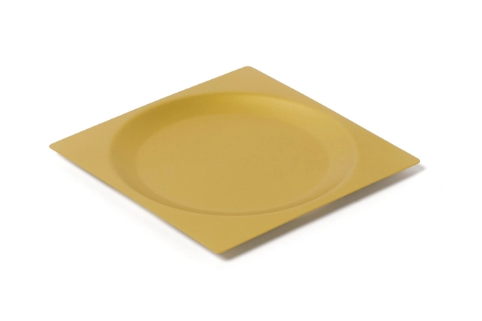 Lab Edelstahlteller, quadratisch, 1 Portion, Ice Gold
