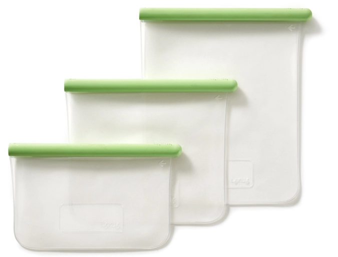 Set de sacs plats réutilisables en silicone blanc