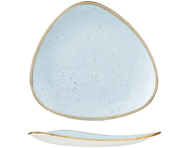 Stonecast duck egg blue triangle assiette plate 31.1cm