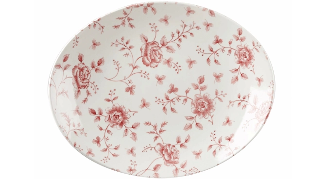 Vintage Prints Rose Chintz Cranberry Platte oval