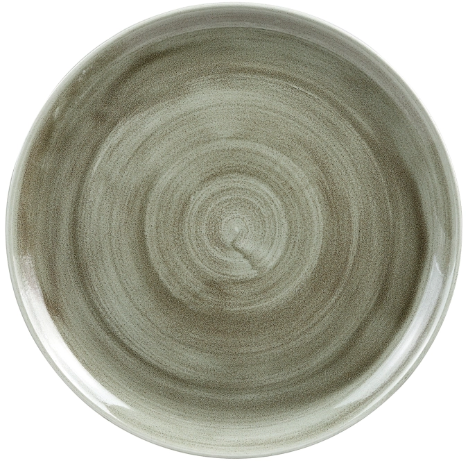Stonecast patina burnished green coupe assiette plate 32.4cm