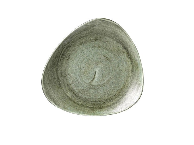 Assiette plate triangle 26cm burnished green