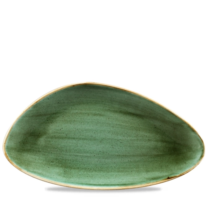 Assiette triangulaire chefs samphire green 35.5x18.8cm
