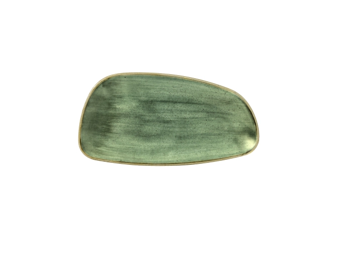 Assiette forme geo 30x15.5cm stonecast samphire green