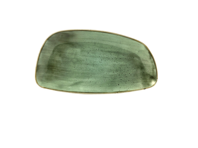 Assiette forme geo 35x18.5cm stonecast samphire green