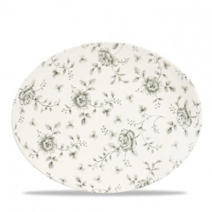 Vintage Prints Rose Chintz Grey Teller oval