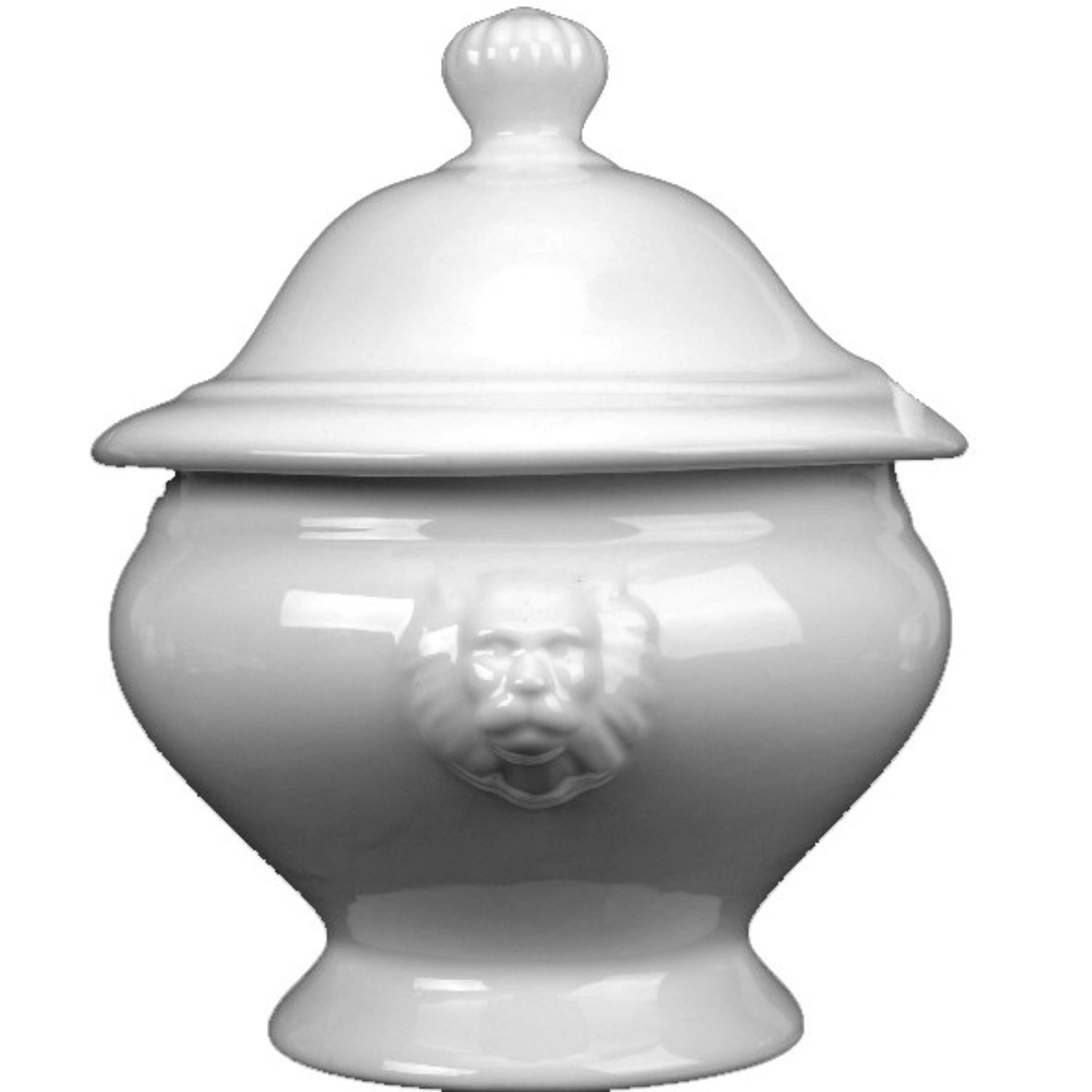 Terrine en porcelaine tête de lion a. couvercle 3.3 lt.