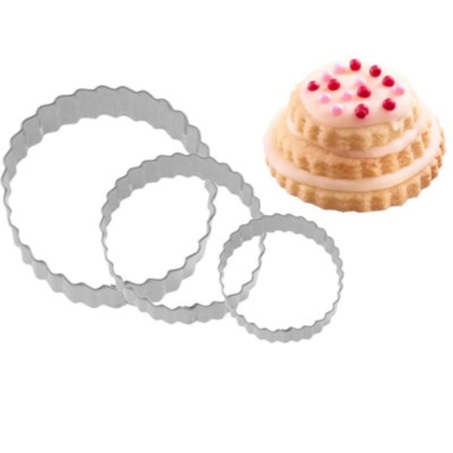 3 pcs. emporte-pièce en forme d'anneau ondulé, d4,5,6cm