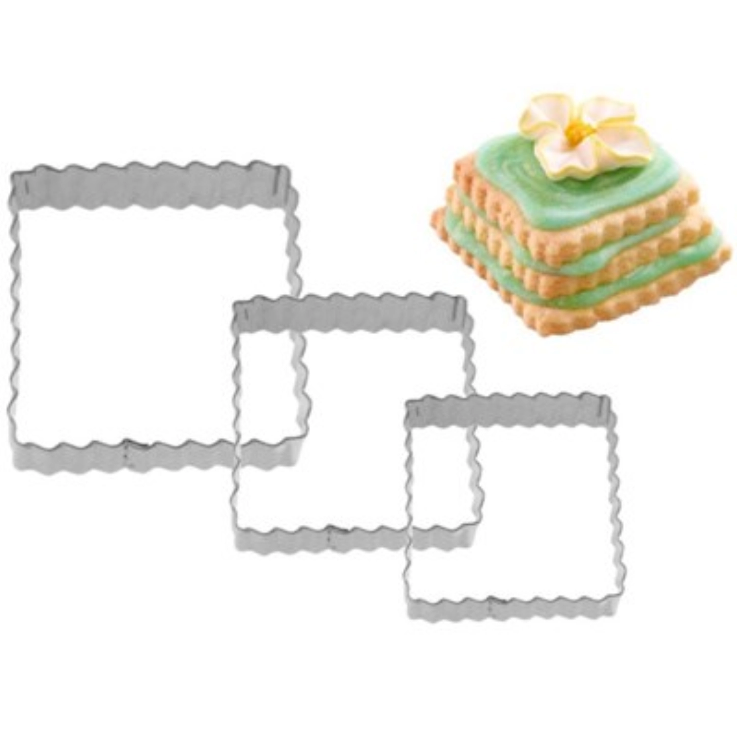 3 pcs. emporte-pièce pour terrasse carré ondulé, 4,5,6cm