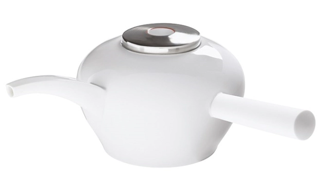 Polite Silver Teekanne mit Griff, seitlich