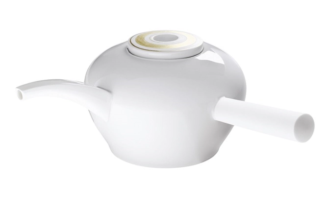 Glamour Gold Teekanne mit Griff, seitlich