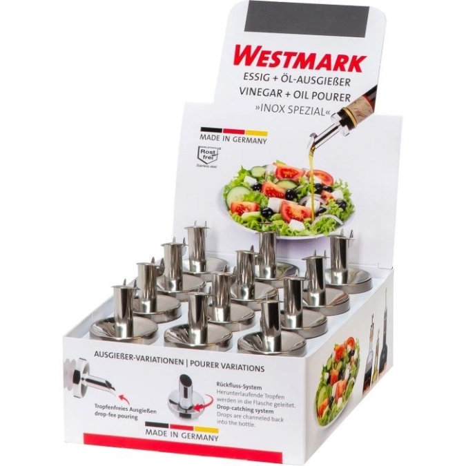 Présentoir 12x. verseur d'huile et de vinaigre avec capuchon