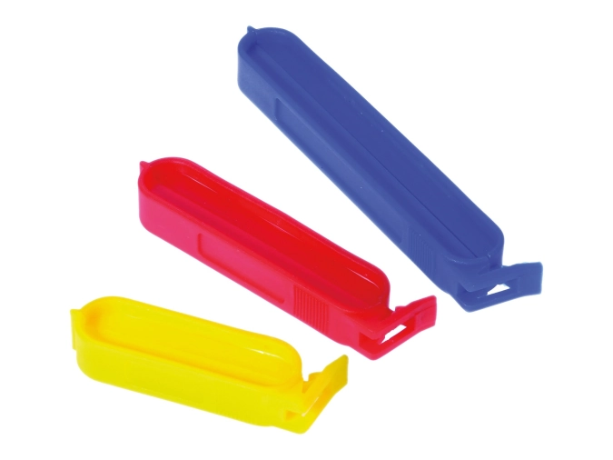 10x clips de sachet, 2x bleu, 6x rouge, 2x jaune