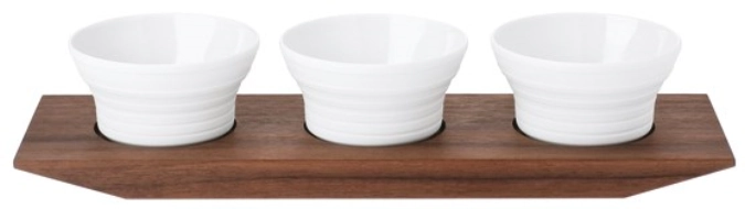 Pulse 3er-Set Salz- und Gewürzeschälchen auf Tablett